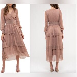 Eliana Blush Tiered Modest Maxi by Polagram
